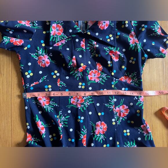 70s Vintage Navy Blue Mini Dress - Picture 7 of 8